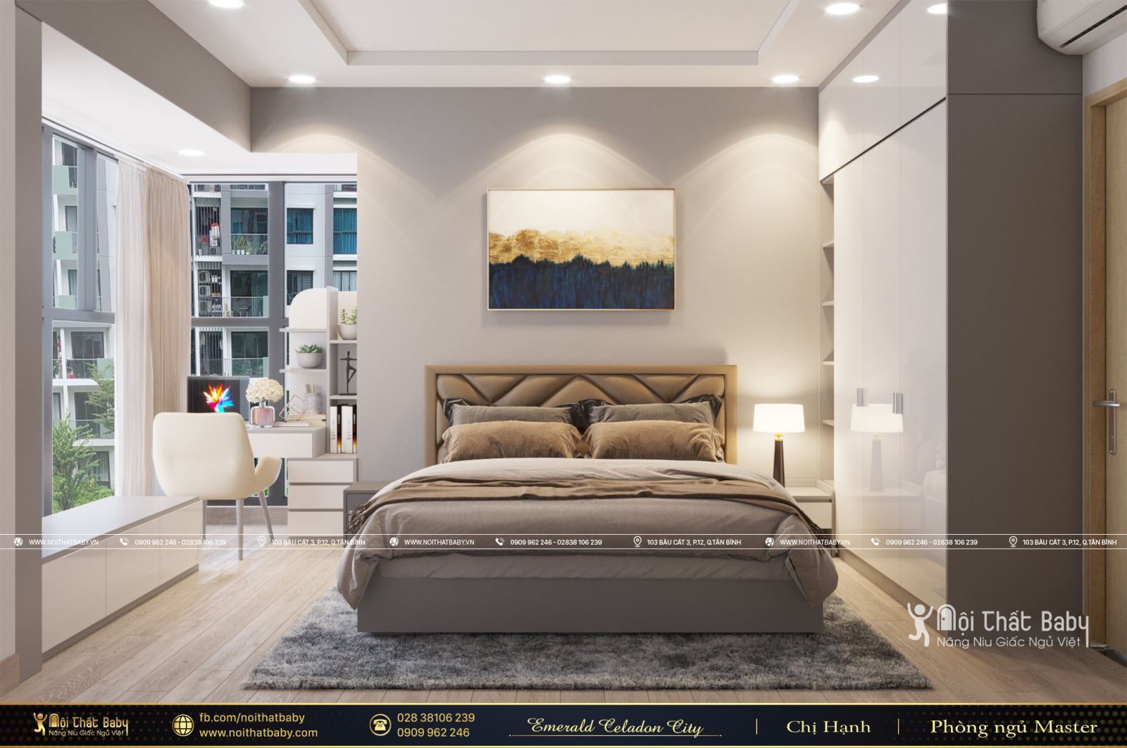 Thiết kế và thi công nội thất chung cư hiện đại căn hộ Emerald Celadon City 112m2